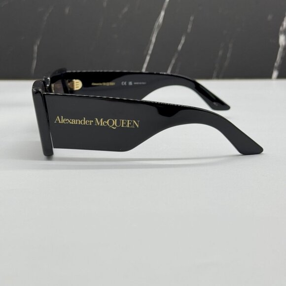 NEW ALEXANDER MCQUEEN AM0433S 001 SUNGLASSES WOMEN BLACK SQUARE EYEWEAR - Picture 8 of 13